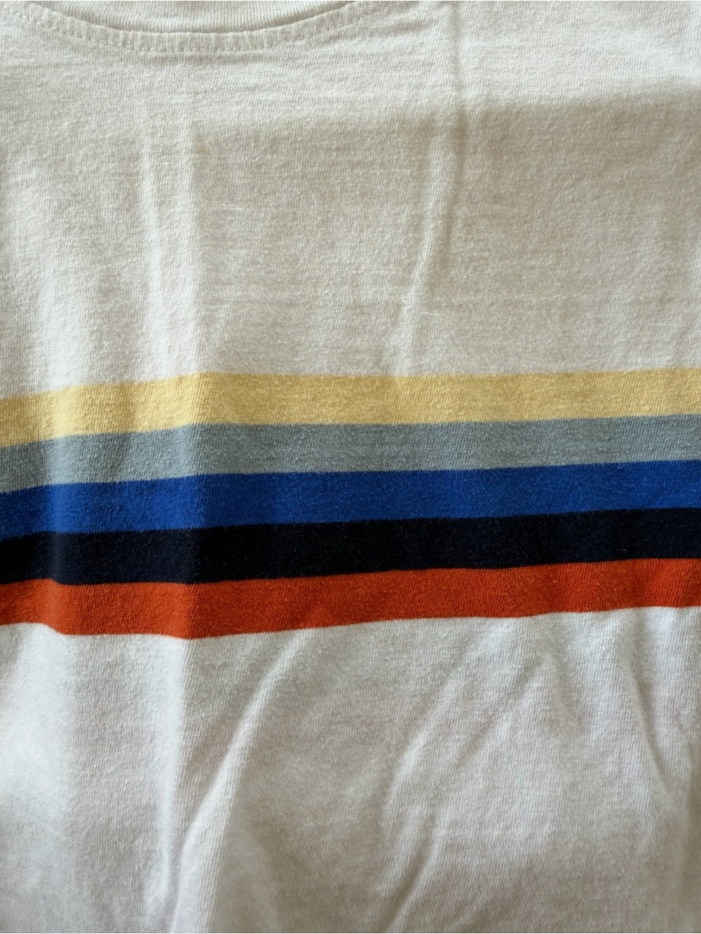 John Galt Rainbow Stripe Cropped Tee White Short Sleeve Size Small - Picture 4 of 4